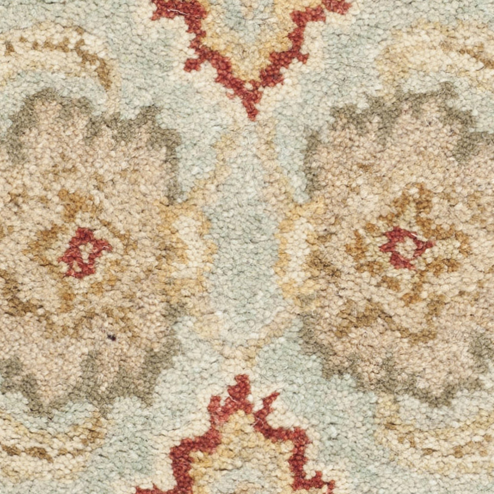 Samuel Gray Blue Beige Hand-Tufted Wool Rug, Square 4'
