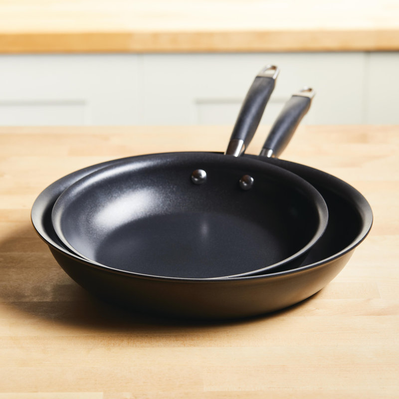 Anolon Advanced Home Hard Anodized Nonstick Frying Pan Set, 10.25 Inch And 12.75 Inch, 2-Piece, Black