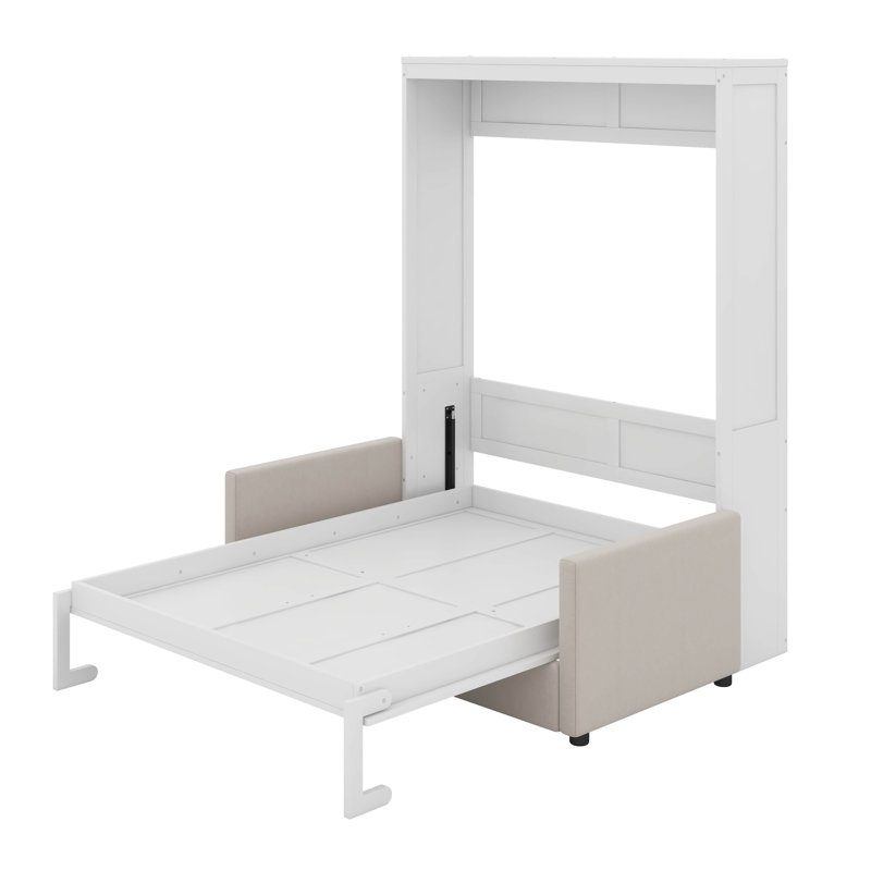 Grand lit escamotable avec coussin Ellwyn, Blanc
