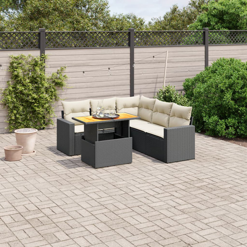 Vidaxl Garden Sofa Set Black, Cream White