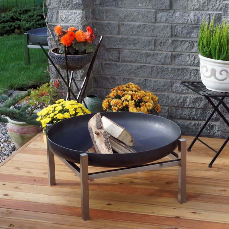 Round Stainless Steel Fire Pit, Brown