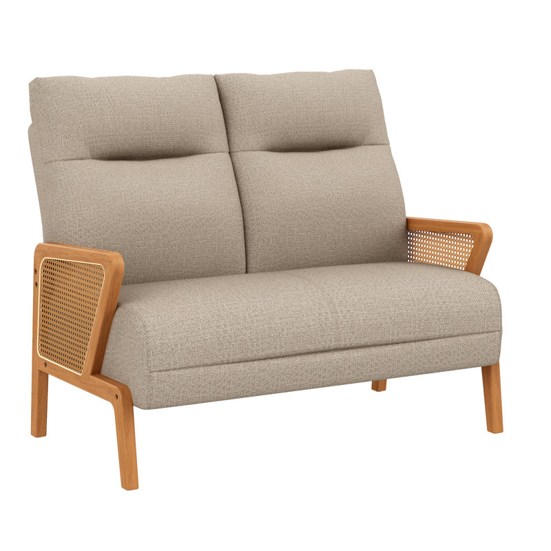 Canapé 48 po avec accoudoirs en rotin, Taupe