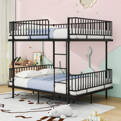 Spacious Metal Bunk Bed with Safety Guardrails