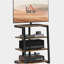 Meuble télé de 28 po, tablettes réglables et supports d'extension pour meuble télé, petit meuble télé brun de style simple avec espace de rangement