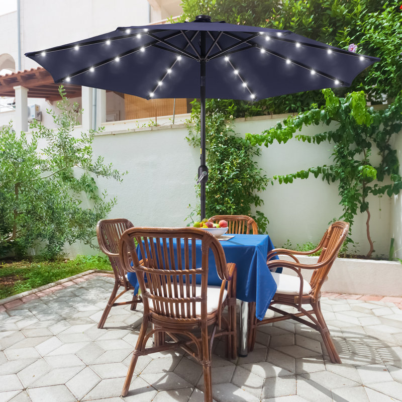 Parasol de marché lumineux 9 pi Odis, H 92,5 po x l 108 po x P 108 po, Marine