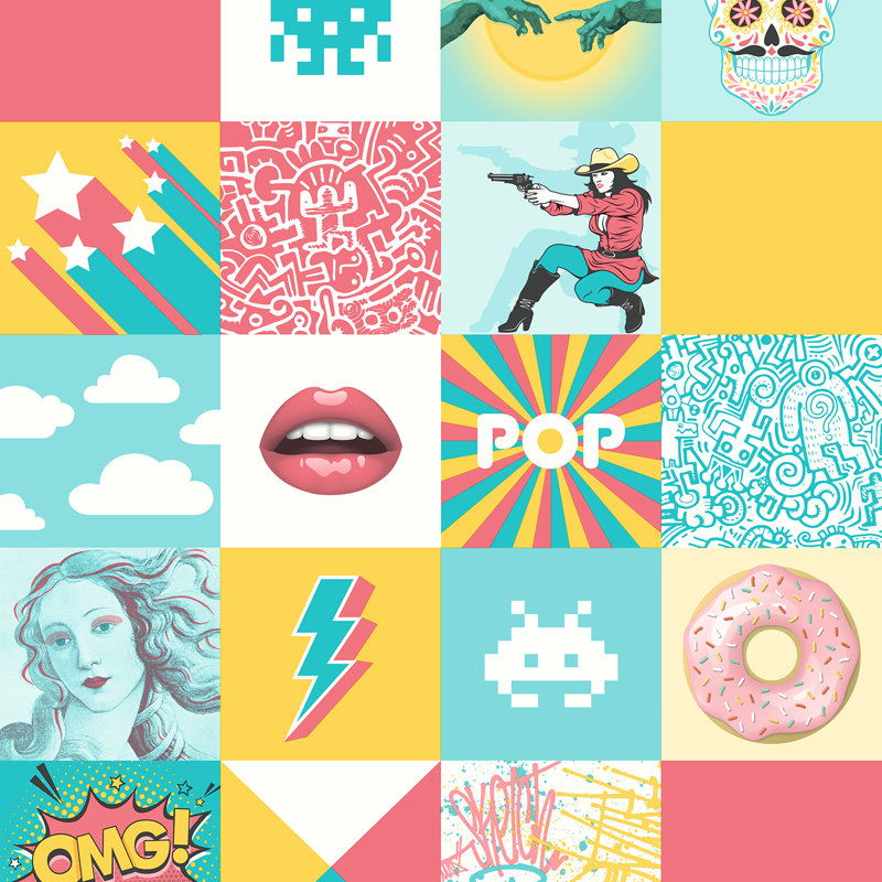 Pop Art Patchwork Wallpaper, Multi