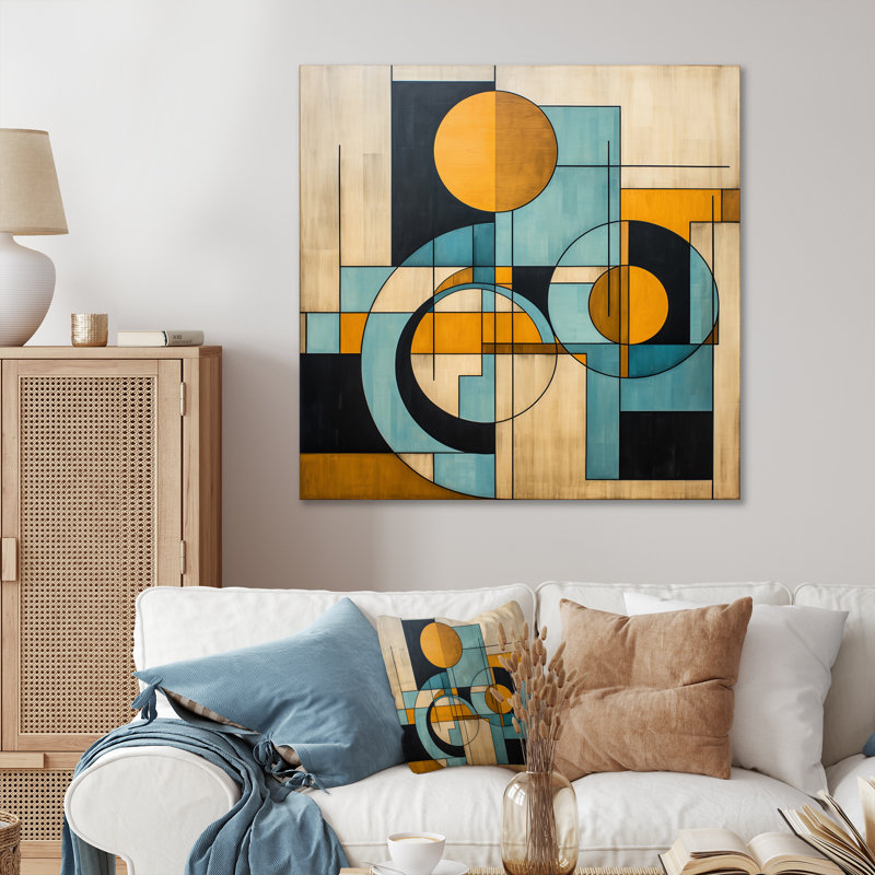 «Serendipity Abstract Mid-Century Geometrics», art abstrait sur toile Mid-Century, H 16 po x l 16 po x P 1 po, Toile tendue