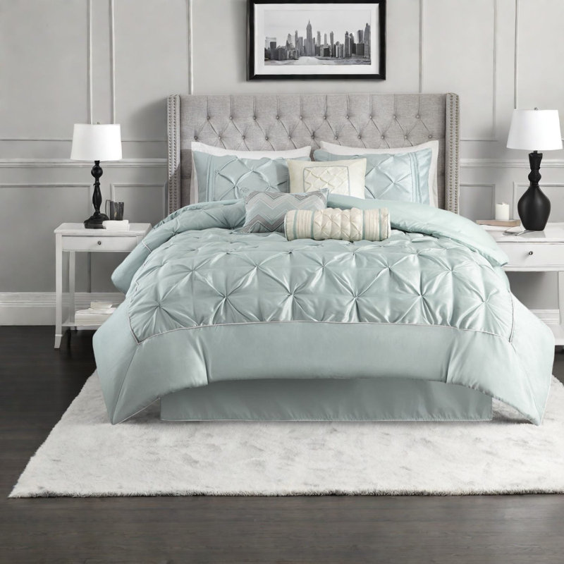 Ensembles de literie, édredon en polyester et coussins décoratifs pour la maison Elegant Seafoam