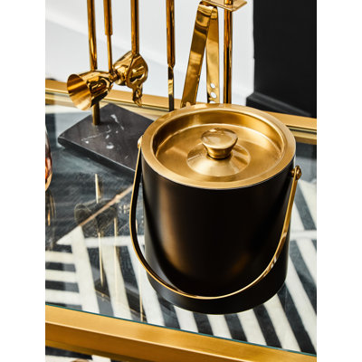 Aldrin Silver Finish Ice Bucket With Tongs