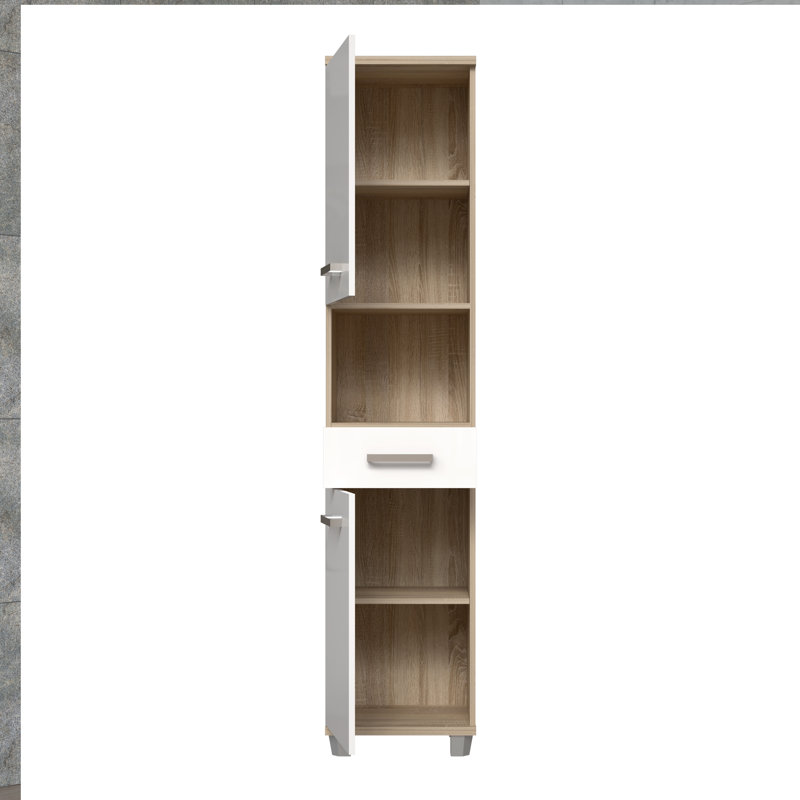 Veris Freestanding Bathroom Cabinet, Sonoma Oak/White High Gloss