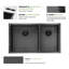 Cloison 6/4 en acier inoxydable à double cuve encastrable L 33 po x l 19 po-126632515