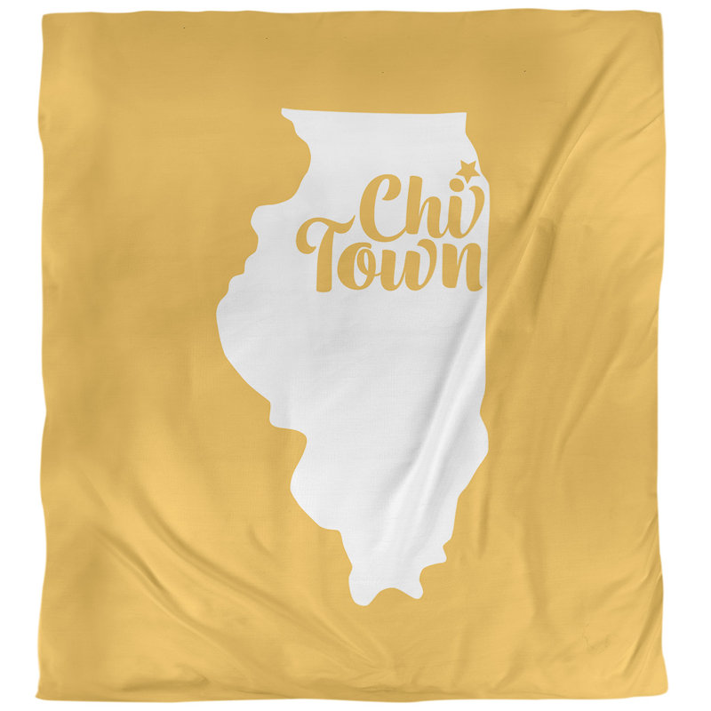  Housse de couette simple Chi Town, Housse de couette pour lit simple, Jaune, Polyester brossé