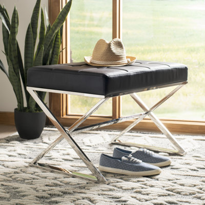 Chromium Faux Leather Ottoman