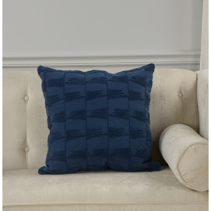 100% Cotton Throw Pillow, Blue, Down Alternative