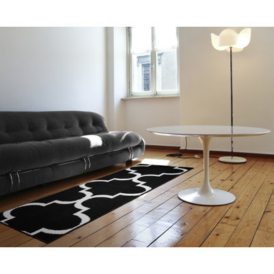 Tapis noir touffeté à motif géométrique Bathampton