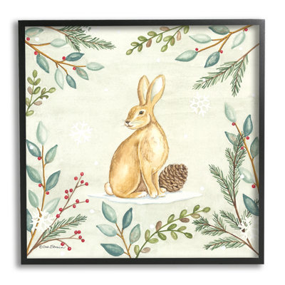Lapin d'hiver et pomme de pin par Deb Strain