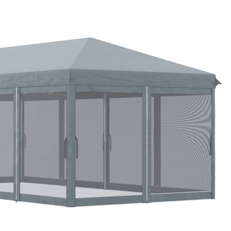 Outsunny 10' X 20' Pop Up Canopy Tent With Netting, Gray, Gray