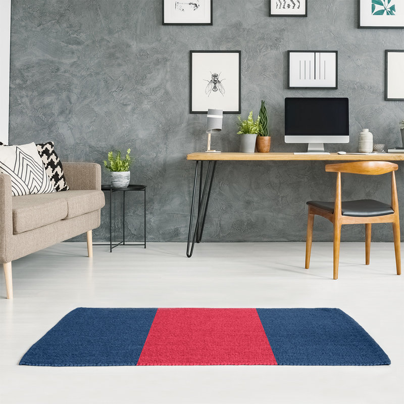 Tapis à rayures bleu marine/rouge, Rectangle 9 pi x 12 pi