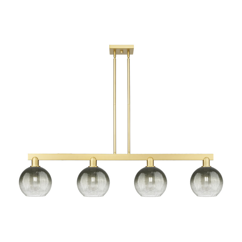 Éclairage pour îlot suspendu 4 lumières Brookhaven Globe, Or satiné, Ardoise