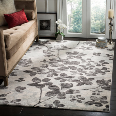 Tapis à motif floral gris / noir Abdul