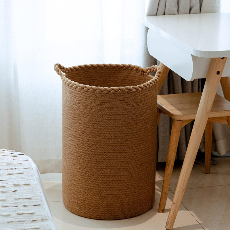 Extra Large 72L Cotton Woven Laundry Hamper Basket With Handles, Collapsible Storage Organizer For Blankets, Pillows, Toys, And Shoes