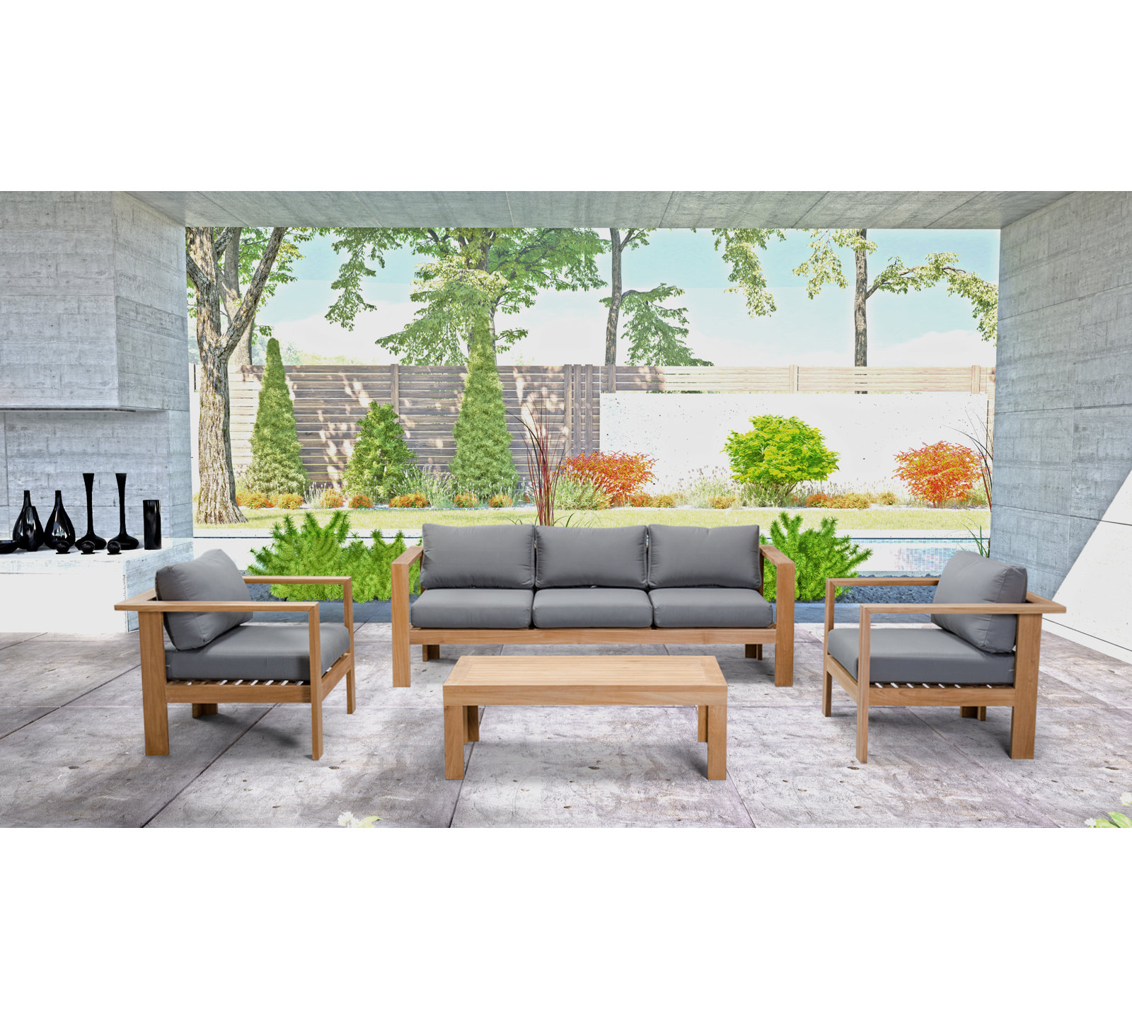Sonoma 5-Person Sunbrella® Patio Seating Group, Canvas Charcoal Sunbrella® Canvas