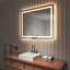 Miroir de salle de bain sans cadre à lumière DEL antibuée avec rétroéclairage et sans cadre-91383706