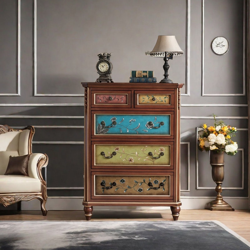 Five drawer painted multi-function accent chest