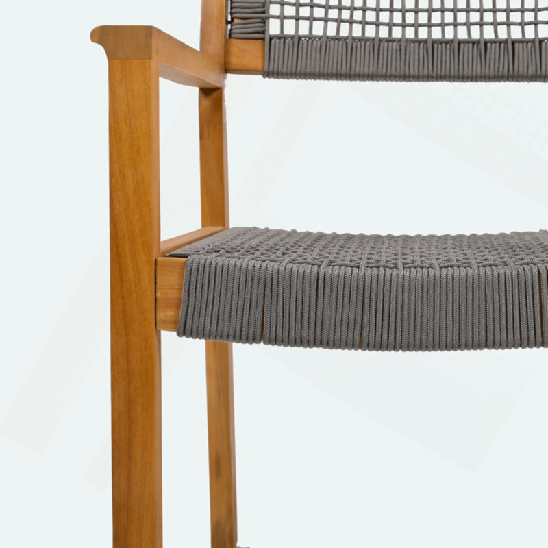 Chaise tressée, Gris foncé / teck, 2