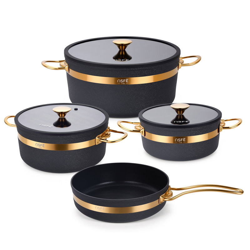 Caannasweis 7 Pieces Granite Nonstick Cookware Sets, Black