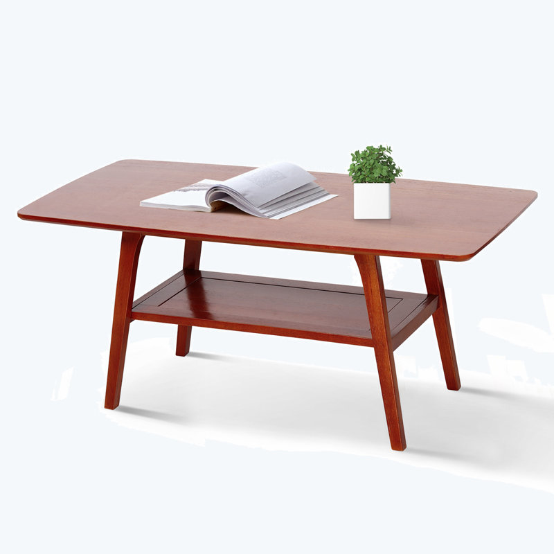 100% Solid Wood Coffee Table Easy To Assemble With Storage Shelf, 17.32" H x 39.37" L x 19.69" W, Dark Oak