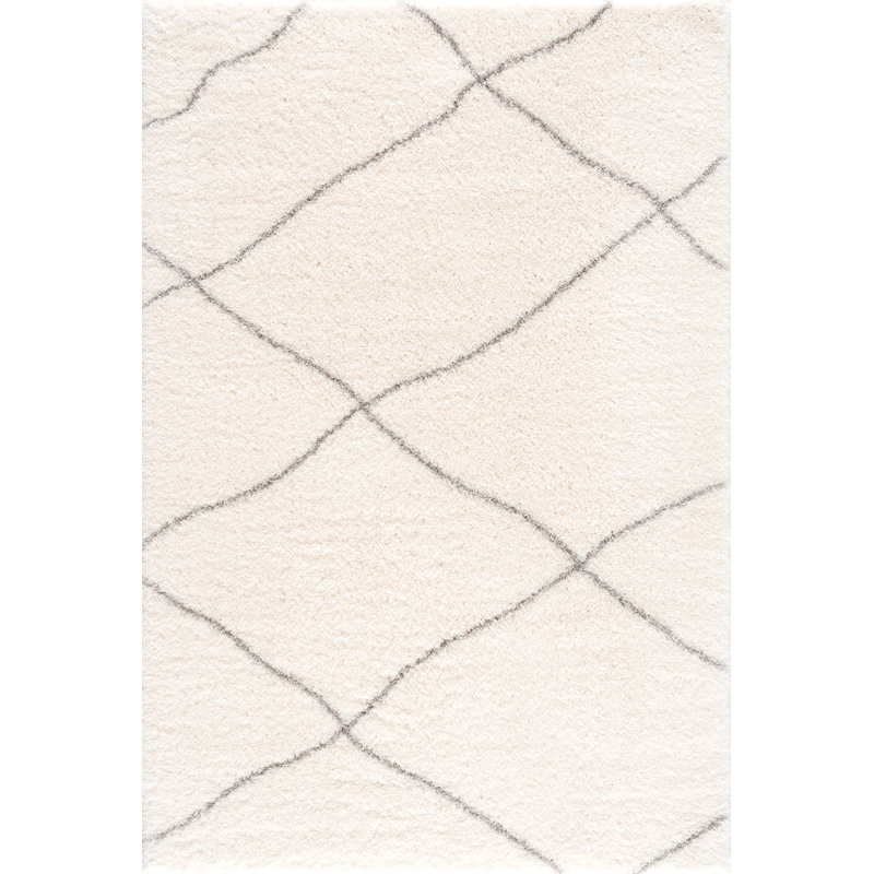 Rug Branch Linea  3' x 5' (2'8" x 4'11") White/Grey Trellis Indoor Doormat Rug, Comtemporary, High Pile, Stain-Resistant Entry Carpet - Front Door, Mudroom, Hallway and Kitchen