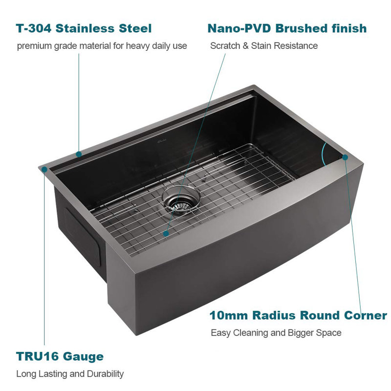 Évier de cuisine à simple cuve en acier inoxydable 33 x 22 avec accessoires Topcraft