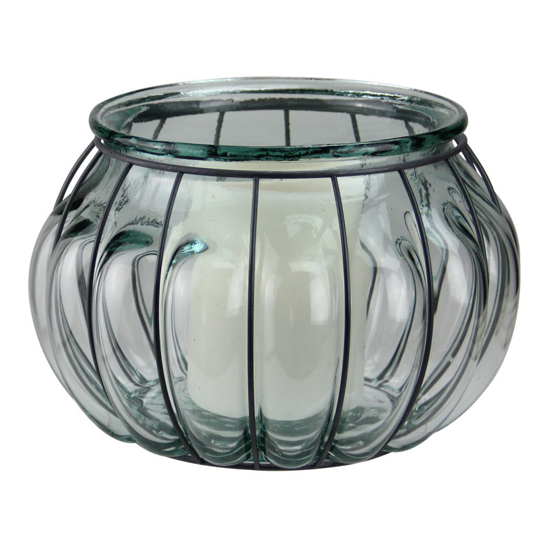 Porte-bougie surdimensionné en verre espagnol 10,25 "fabriqué à la main et recyclé transparent Tea Garden