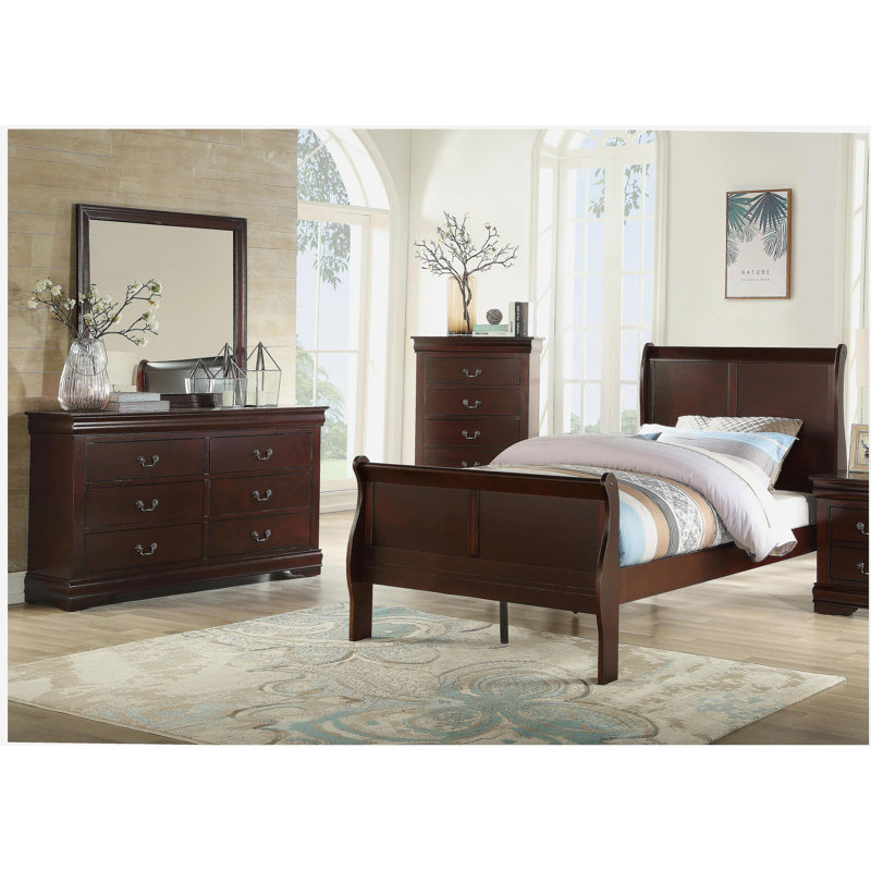 Armoire de rangement minimaliste moderne en bois 1 tiroir Louis Philippe, Cerisier
