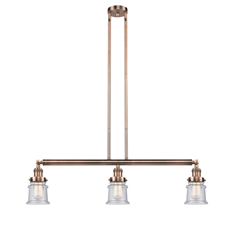 Luminaire suspendu linéaire à 3 lumières pour îlot de cuisine Madelyn, Ampoule non incluse, Grainé, Bronze huilé