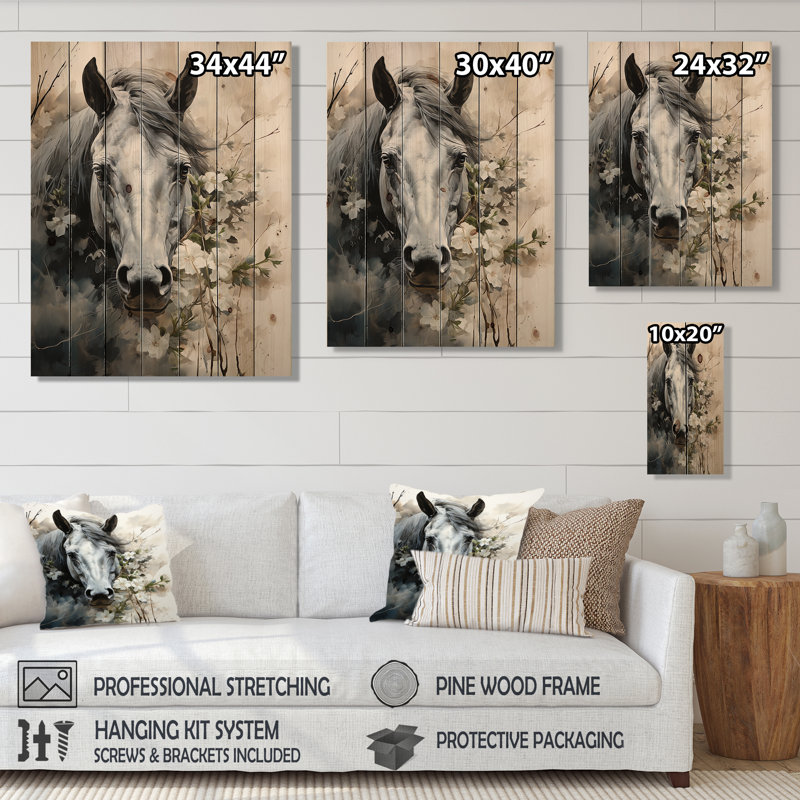«Asian Art Cow Sumi VII», reproduction sur bois naturel, H 40 po x l 30 po x P 0,78 po