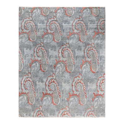 Tapis unique fait à la main Brazier - gris, 7 pi 10 po x 9 pi 10 po