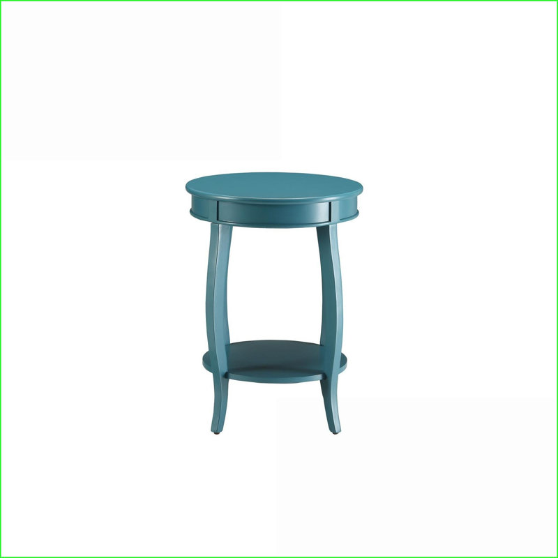 Table basse Aberta bleu sarcelle avec pieds cabriole ronds Tablette inférieure ouverte, peu encombrante