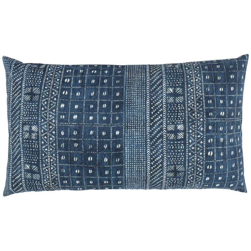 Indigo Blue Cotton-Linen Queen Sham with Button Closure