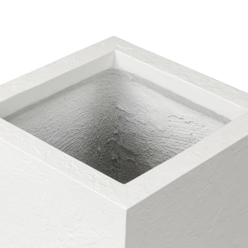 Koto Planter, Textured White Concrete, 32" H x 18" W x 18" D