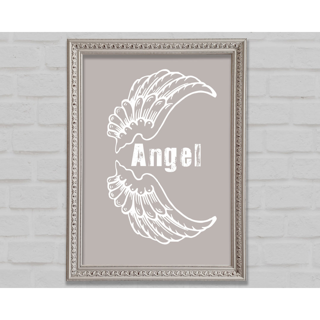 Angel Wings 3 Beige Gerahmter Druck