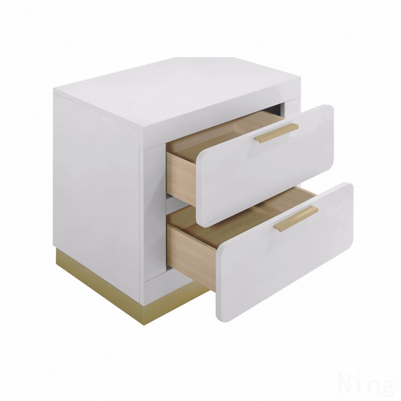 Table de chevet 2 tiroirs, Blanc