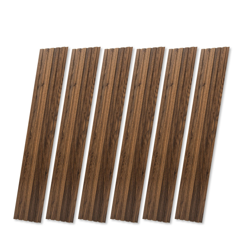 Paquet de 6 panneaux muraux en bois aggloméré 94,49 po x 7,44 po, panneaux de fibres à densité moyenne pour décoration intérieure moderne (29,29 pieds carrés / caisse)