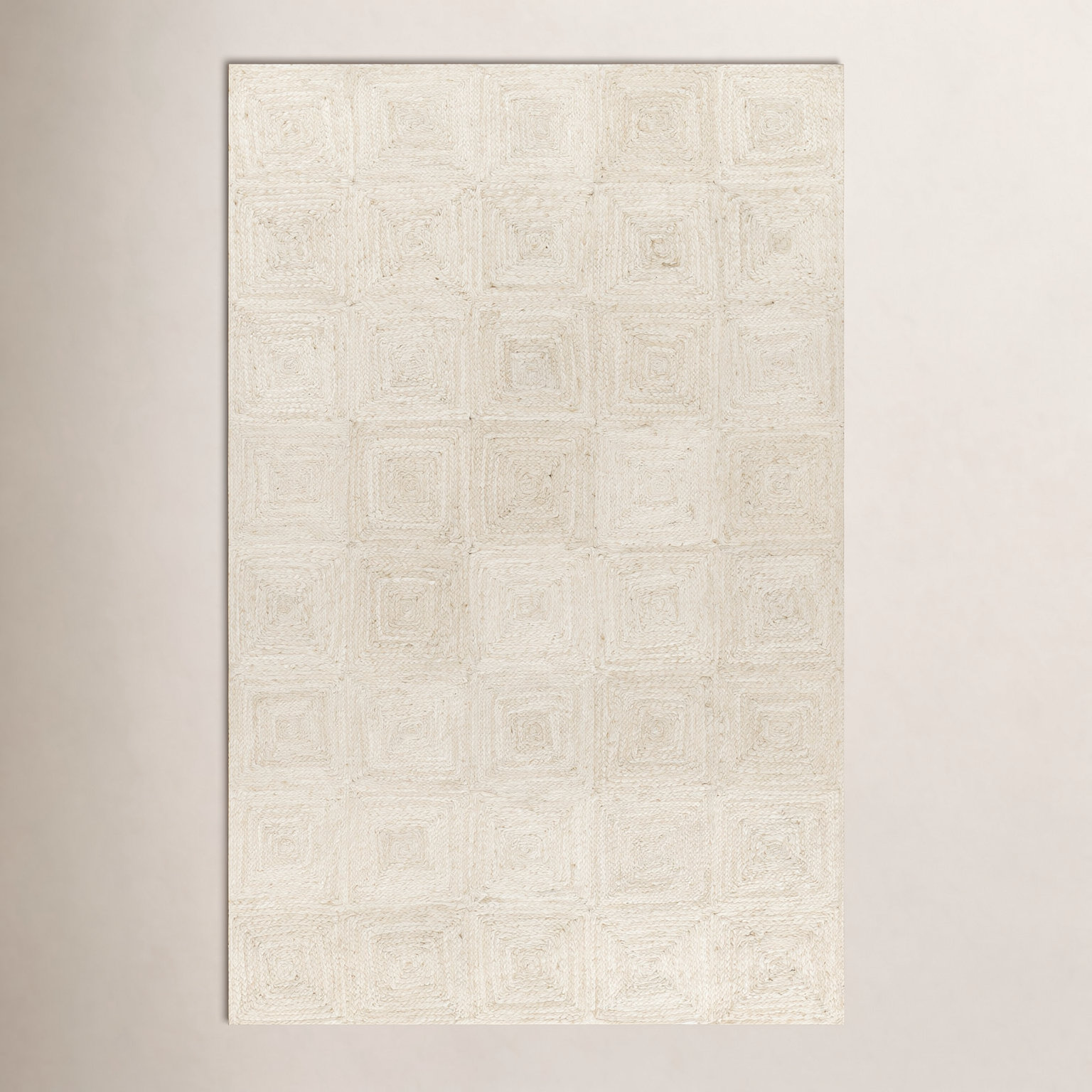 Mykonos Ivory Hand-Woven Geometric Jute Rug, Rectangle 7'10" x 9'10"