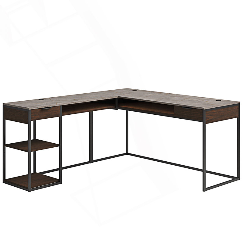 Bureau en L Barros, Bois d'ombre / noir