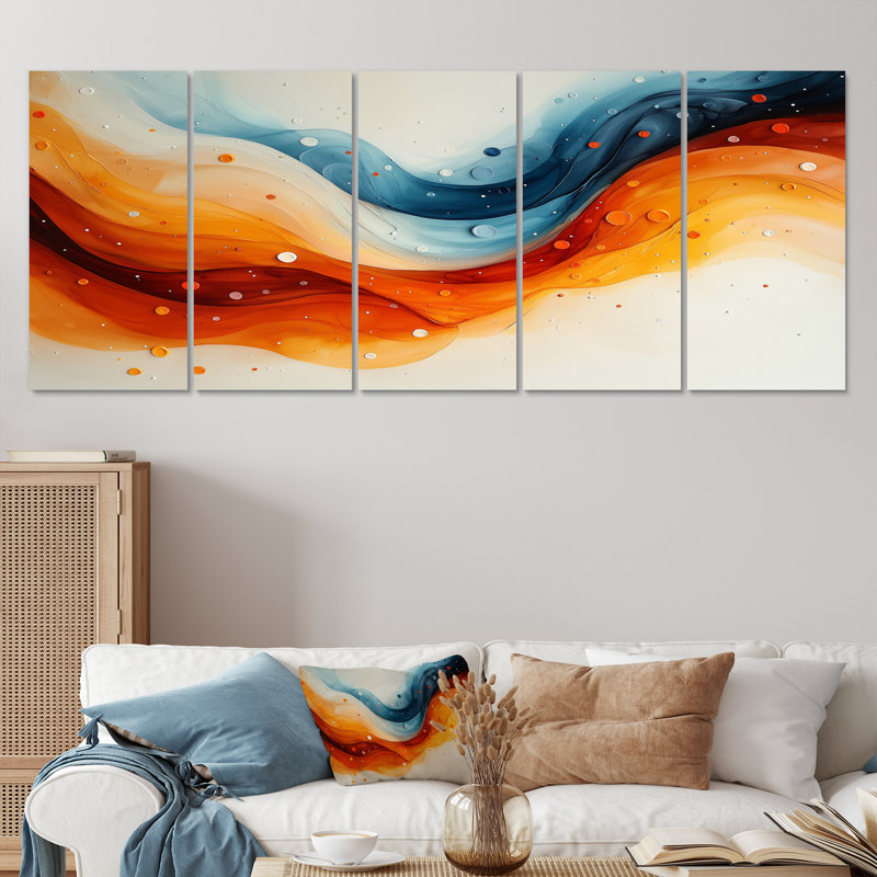 Continia - Abstract Spirals Wall Art - Art mural moderne sur toile, H 28 po x l 60 po, 5