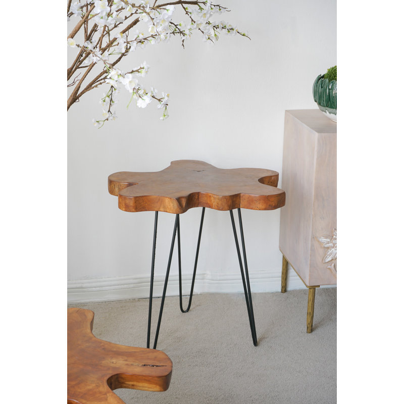 Table d'appoint en teck brun 23,5 po x 19,5 po x 23,5 po