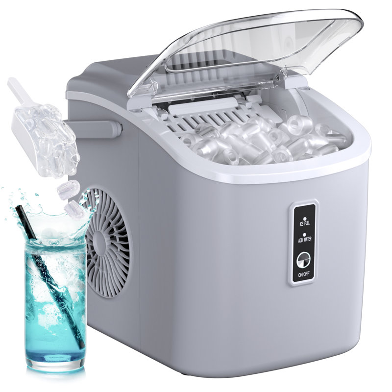 Simzlife 26Lbs. Daily Bullet Ice Countertop Ice Maker Ice Machine With Handle,Self-Cleaning Ice Makers, 26Lbs/24H, 9 Ice Cubes Ready In 6 Mins For Home/Kitchen/Bar/RV/Party/Camping