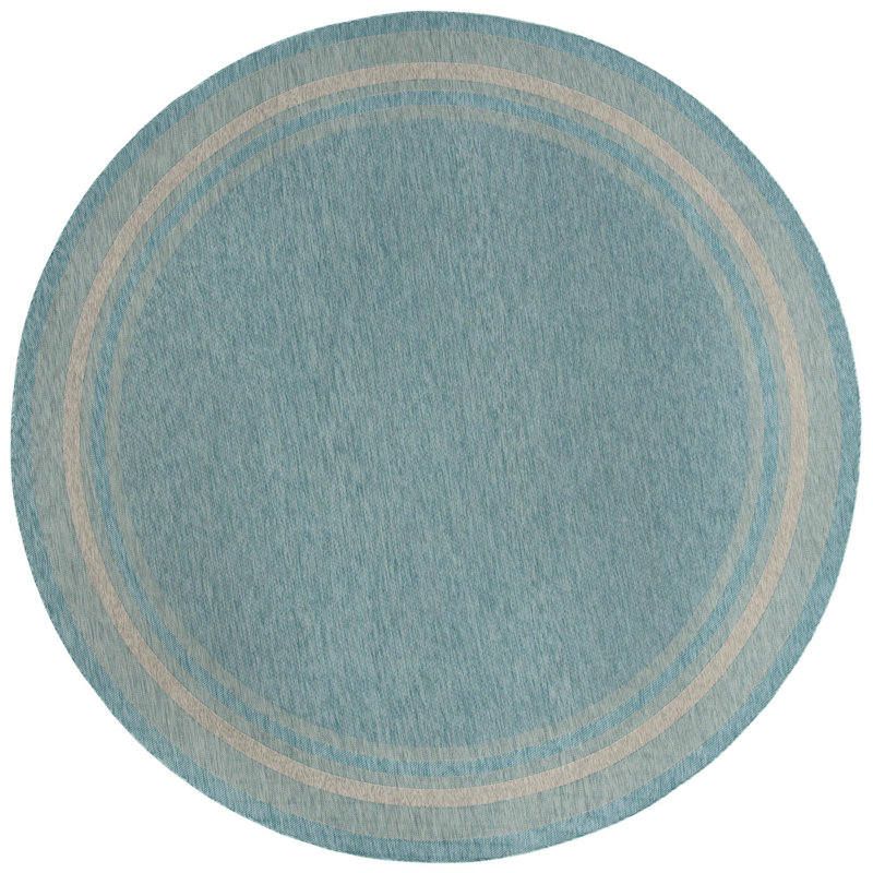 Tapis extérieur d'extérieur couleur turquoise, Rond 13 pi